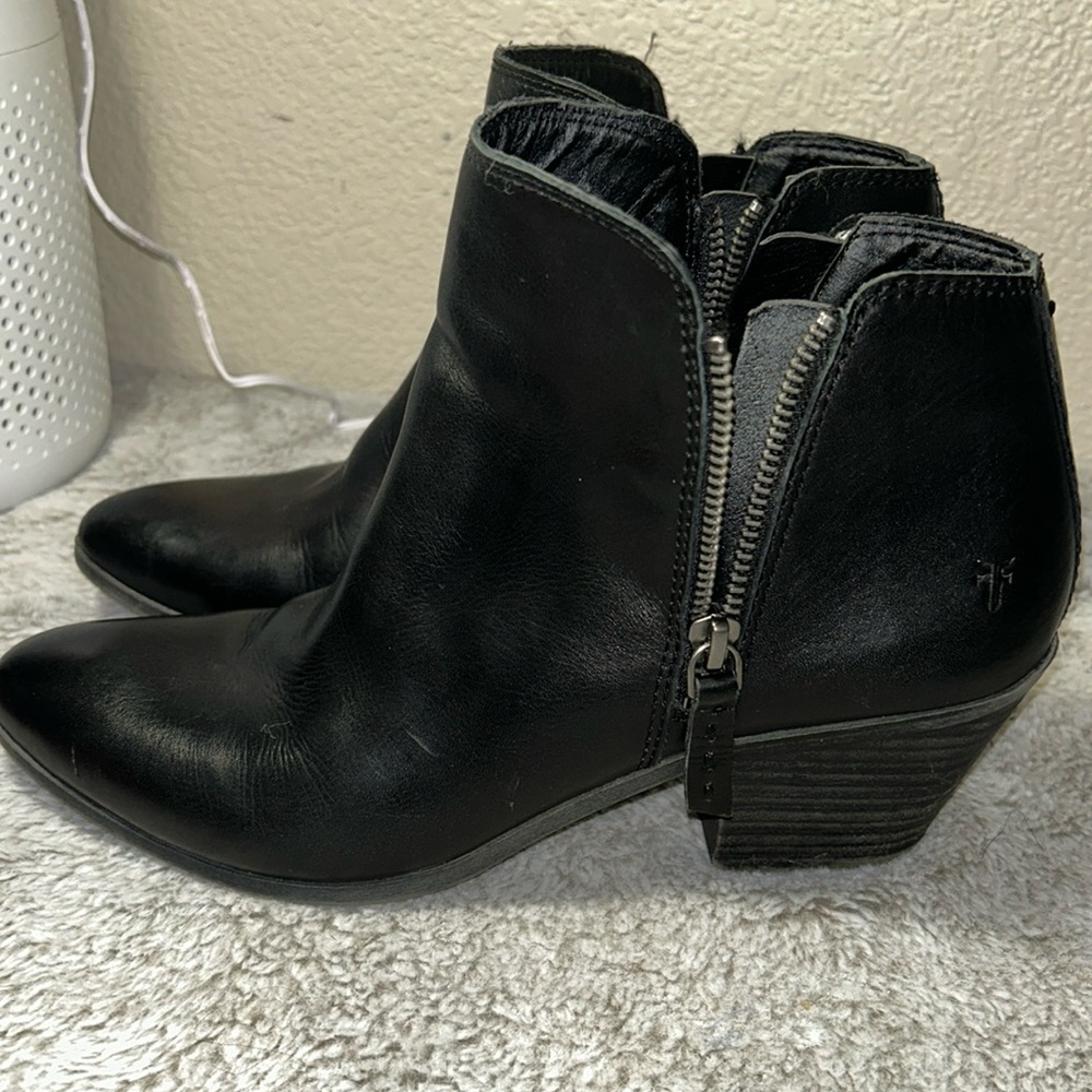 Frye Black Ankle Boots with Zipper